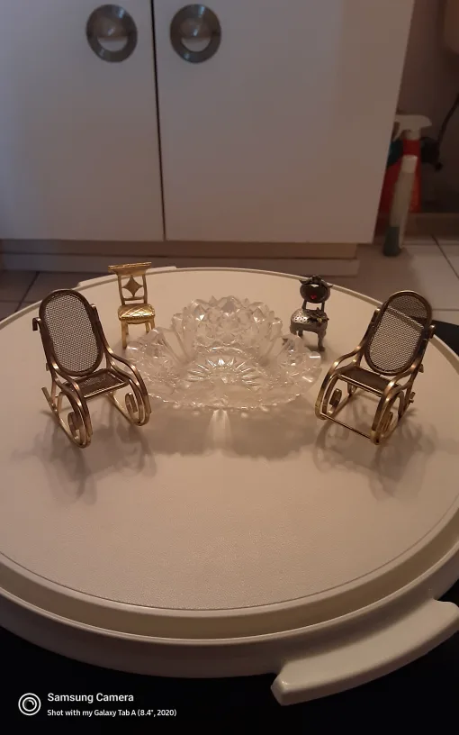 Miniature Rocking Chairs & Glass Bowl thumbnail