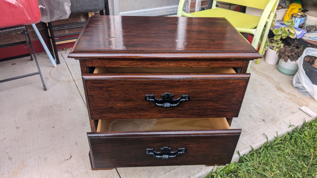 Wood Nightstand with 2 Drawers - Dark Brown - photo 4