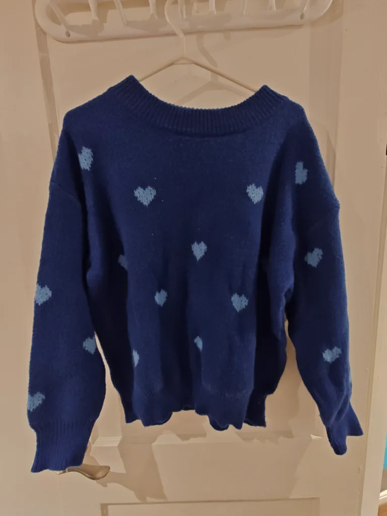Blue Heart Pattern Knit Sweater thumbnail