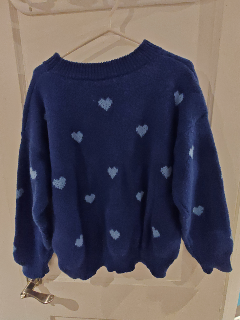 Blue Heart Pattern Knit Sweater - photo 2