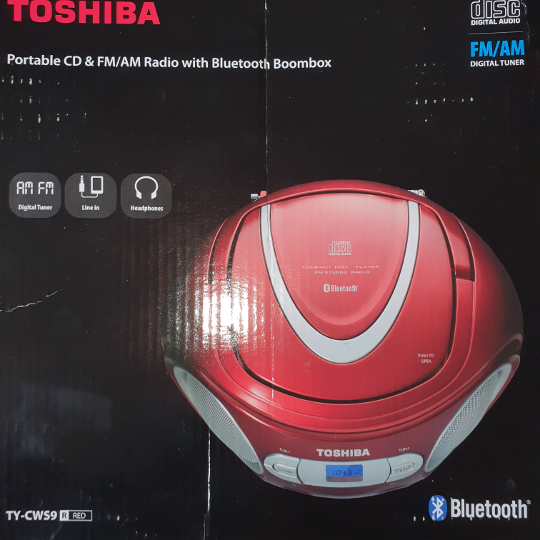 Toshiba TY-CWS9 Portable CD/FM Radio Boombox - Red - photo 3