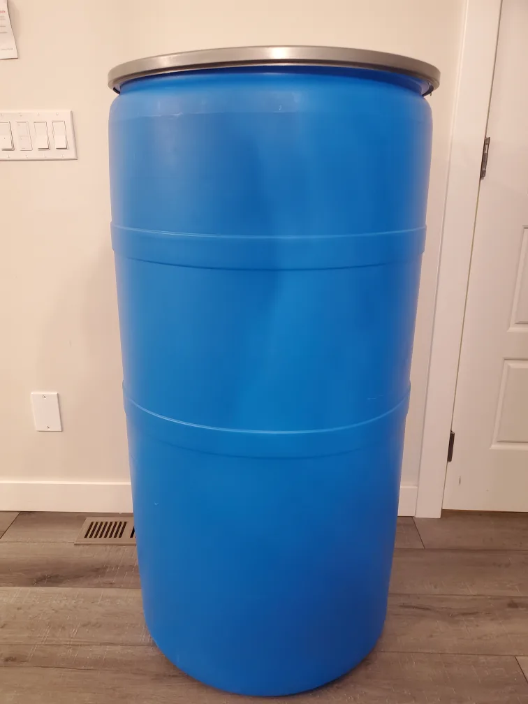 Blue Plastic Barrel with Lid thumbnail