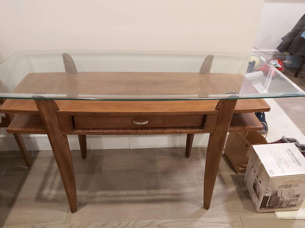 Wood & Glass Top Console Table