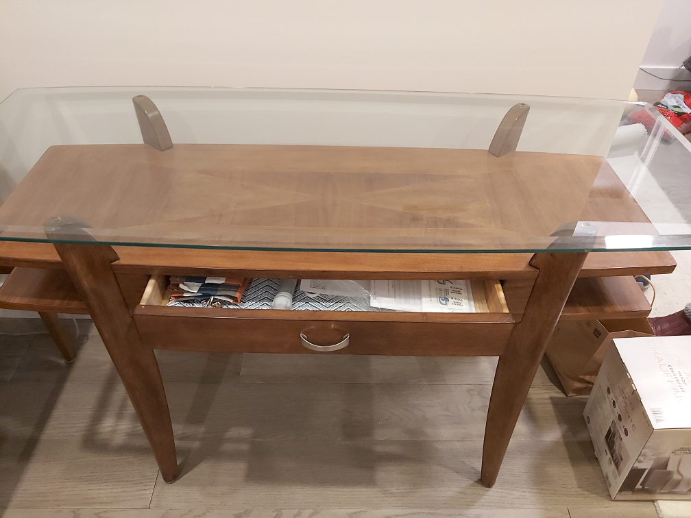 Wood & Glass Top Console Table - photo 3