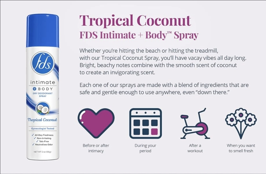 FDS Intimate + Body Tropical Coconut Dry Deodorant Spray - photo 3