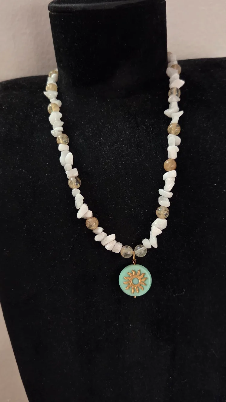 Citrine and Quartz Necklace with Sun Pendant image indicator(2)