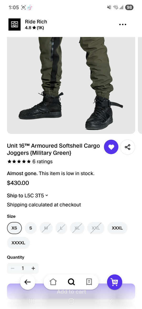 Unit 16 Armoured Softshell Cargo Joggers - Military Green