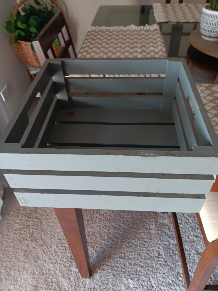 Large Gray Wooden Crate