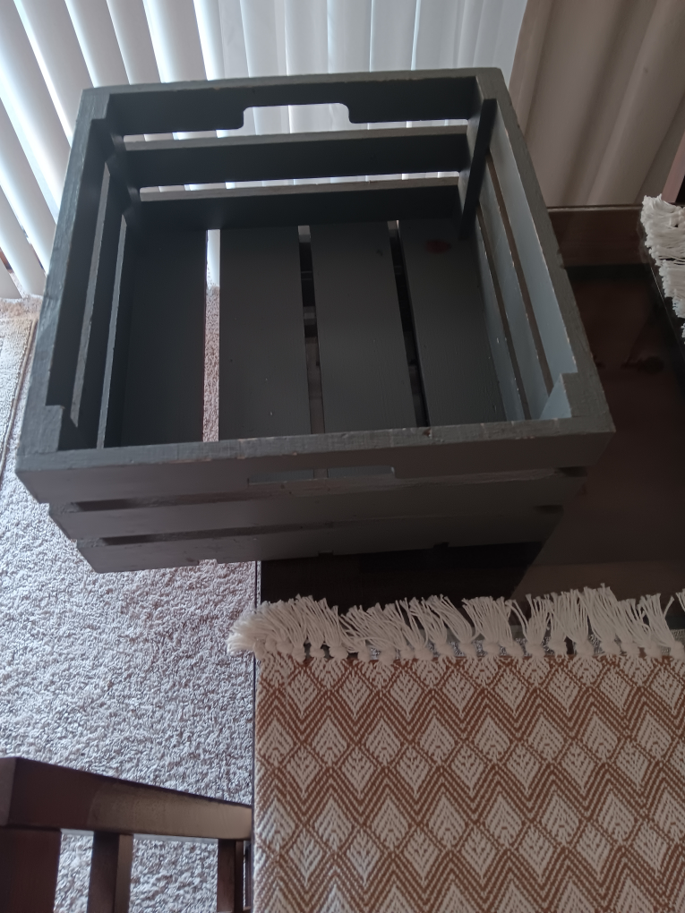 Large Gray Wooden Crate - photo 2