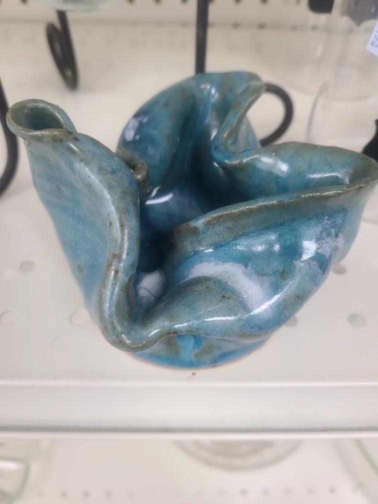 Unique Teal Ceramic Decorative Bowl thumbnail