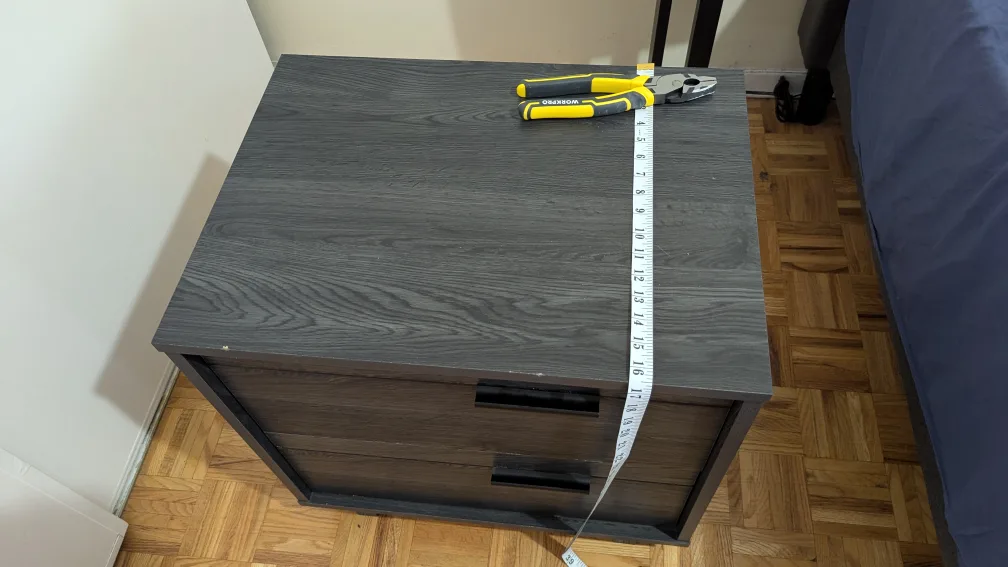 Grey Wood Grain Nightstand with 2 Drawers image indicator(2)