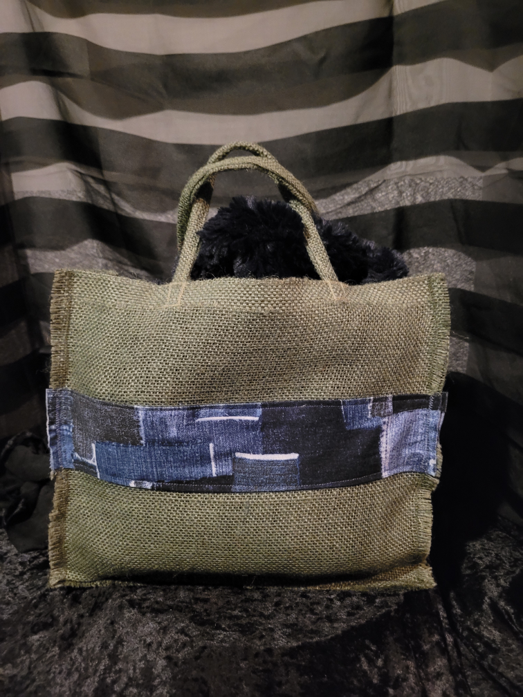 hunter green burlap tote