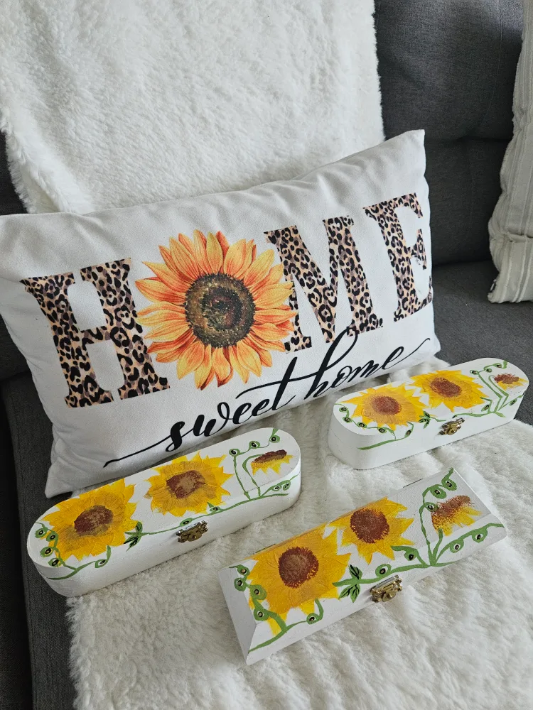 Hand Painted Sunflower Wooden Box thumbnail