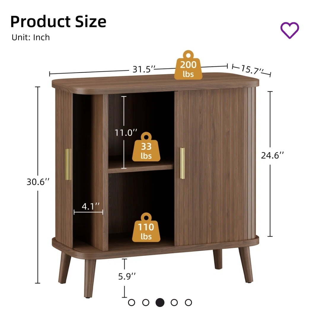 Brown Wood Accent Cabinet with Doors