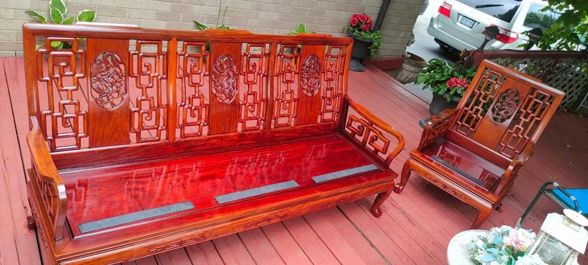 Antique Chinese Rosewood Sofa Set thumbnail