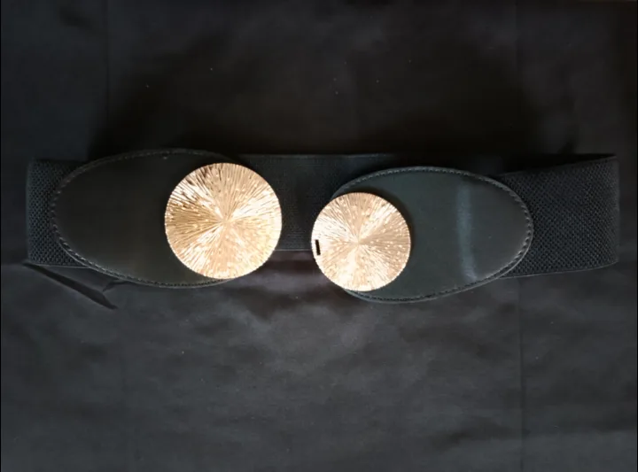 Elastic Waist Belt - Black with Gold Accents thumbnail