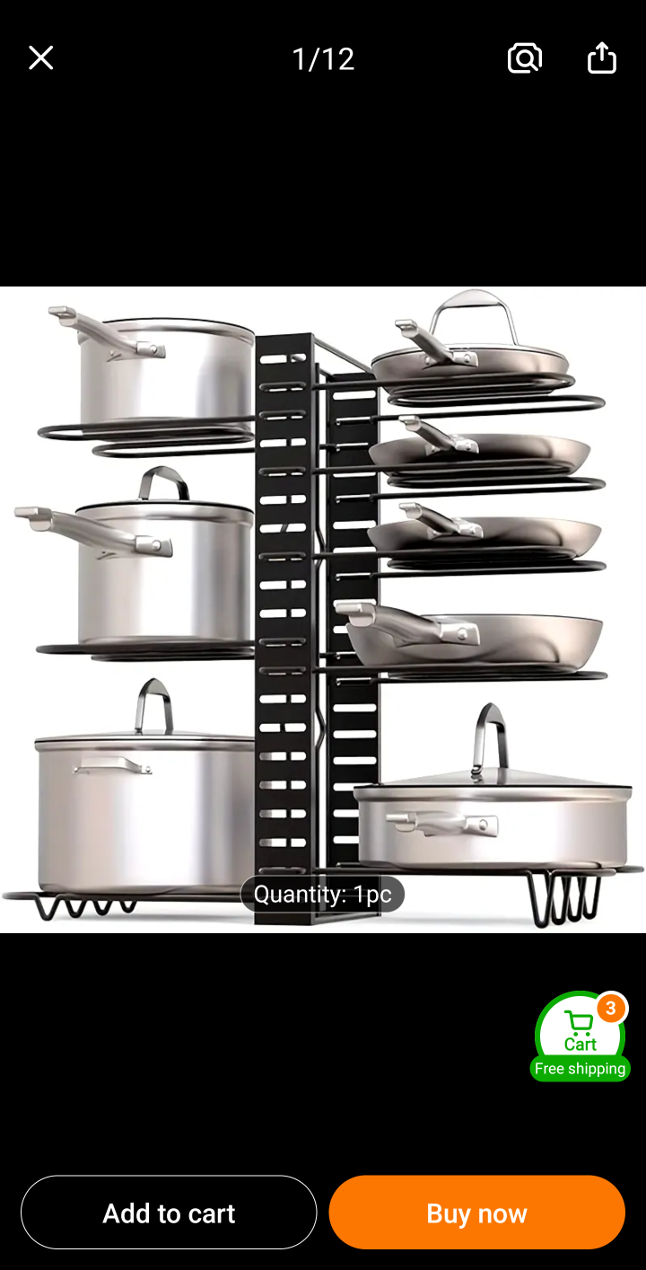 Kitchen Organizer Rack - Black