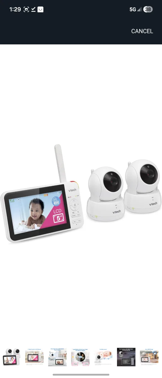 VTech 5" LCD Baby Monitor with 2 cameras - Two-Way Talk thumbnail