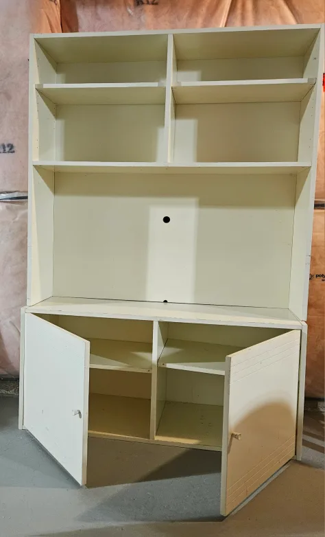 Off-White Wooden Hutch with Storage