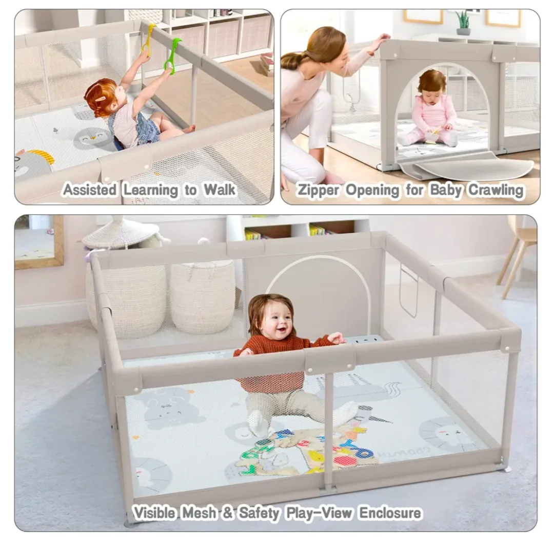 Baby Playpen with Mat - 47x47x27 inches image indicator(6)