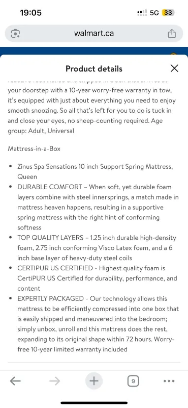 Zinus Spa Sensations Queen Mattress thumbnail