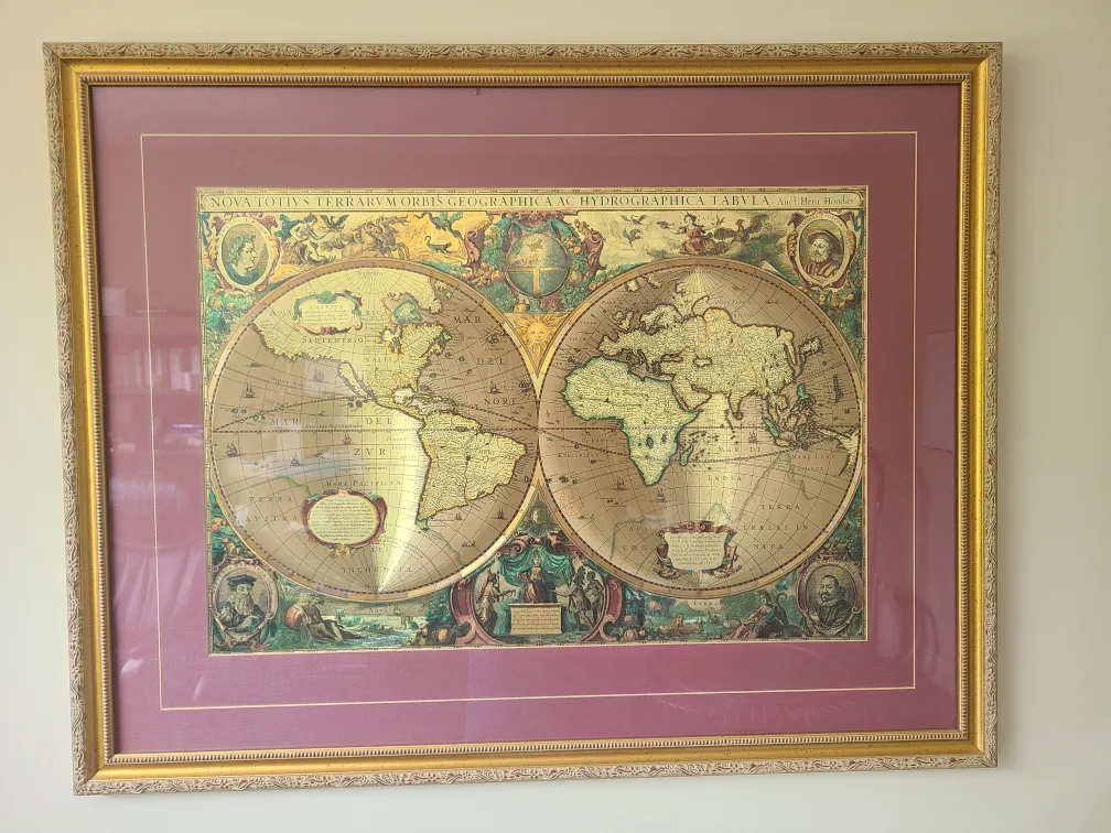 Framed Antique World Map Print image indicator(2)