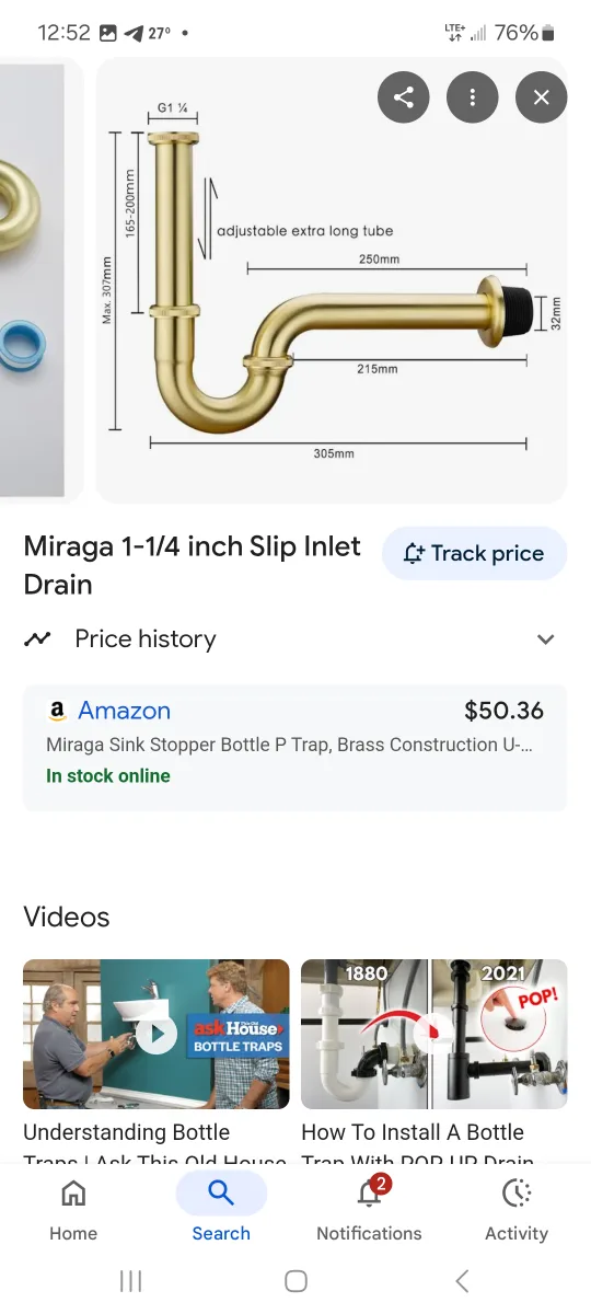 Miraga 1-1/4 inch Slip Inlet Drain image indicator(4)