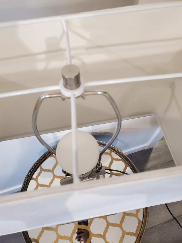 Silver Metal Table Lamp with White Shade - photo 3