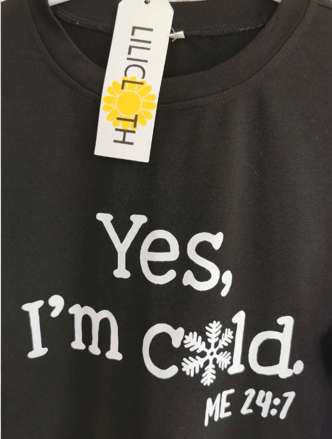 Lilicloth Black 'Yes, I'm Cold' Sweatshirt - Size S image indicator(2)
