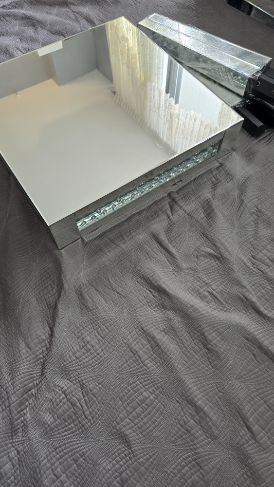 Silver Mirrored side Table with Crystal Accents - photo 2