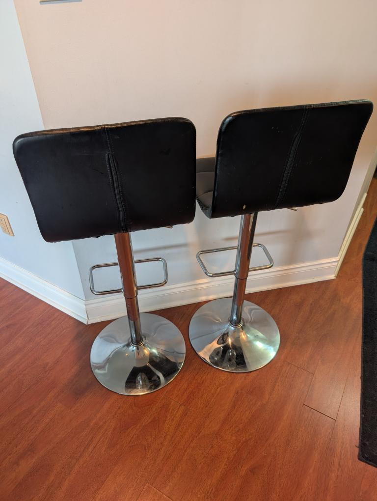 Set of 2 Black Adjustable Bar Stools - photo 3