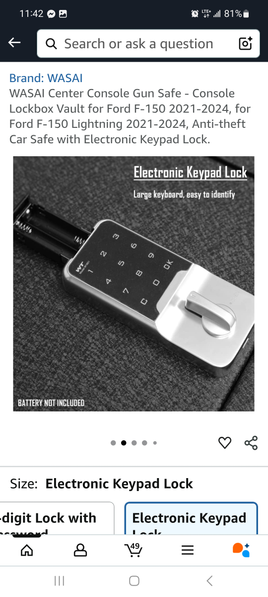 WASAI Console Gun Safe - Electronic Keypad Lock brand is - photo 3