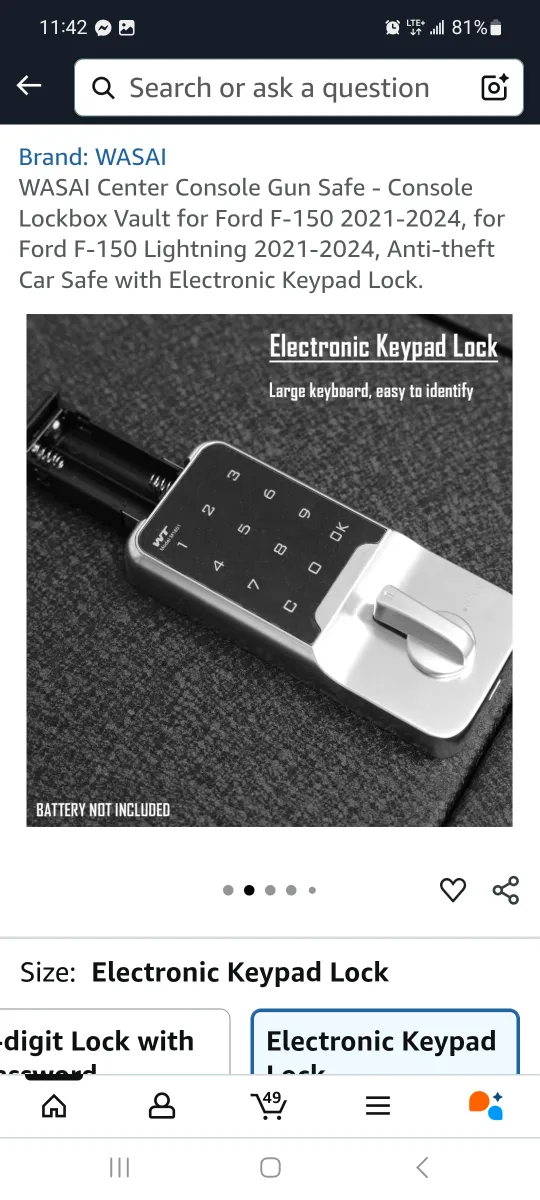 WASAI Console Gun Safe - Electronic Keypad Lock brand is image indicator(3)