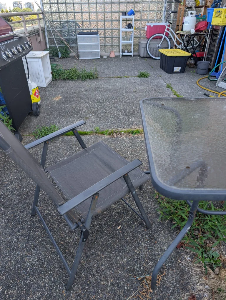 Outdoor Glass Table & Folding Chairs Set image indicator(3)