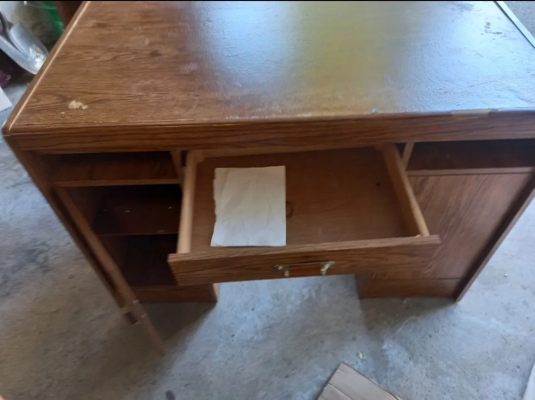 🧡  Wooden Home Office Desk ✍️ w/ upper shelving 🤎 image indicator(5)