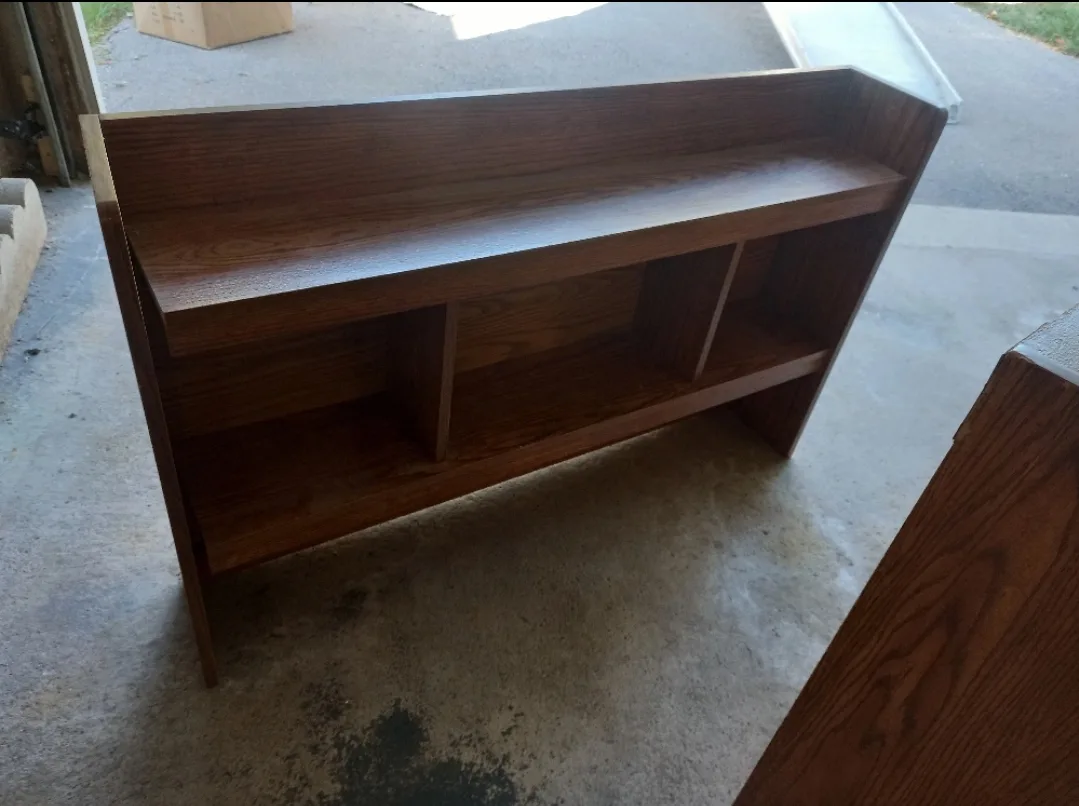 🧡  Wooden Home Office Desk ✍️ w/ upper shelving 🤎 image indicator(6)