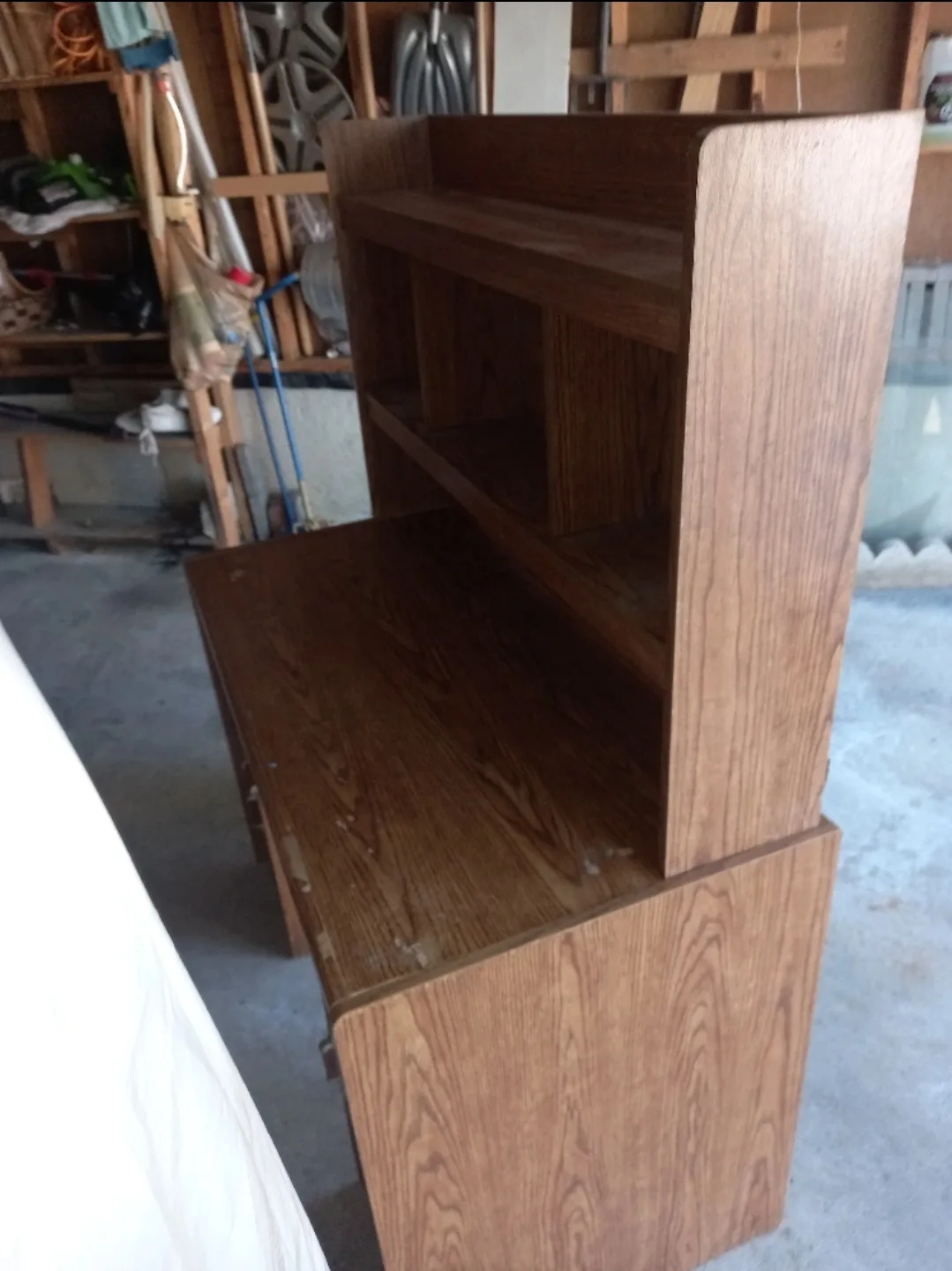 🧡  Wooden Home Office Desk ✍️ w/ upper shelving 🤎 image indicator(8)