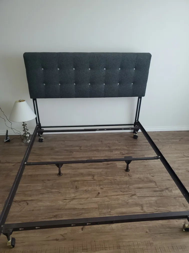 Upholstered Headboard & Metal Bed Frame