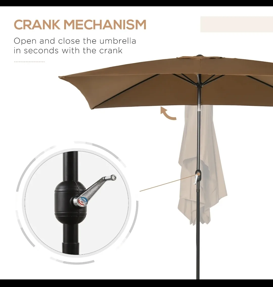 Rectangular Patio Umbrella - Brown image indicator(6)