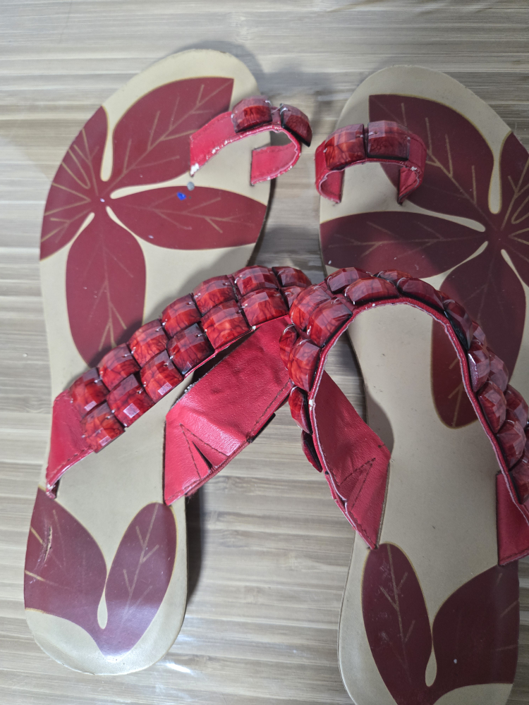 Red Beaded Sandals
