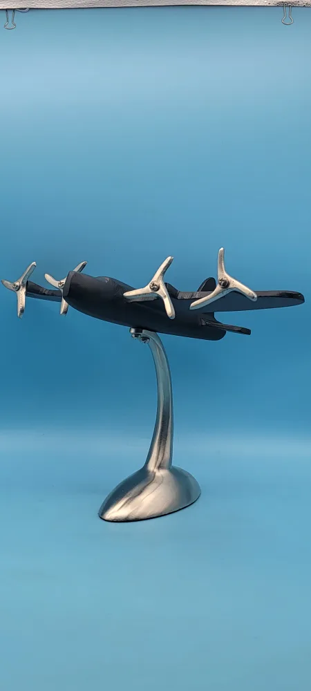 Vintage Airplane Model 14" Aluminum Black/ Metal