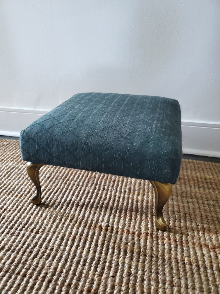 Vintage Footstool with Brass Legs