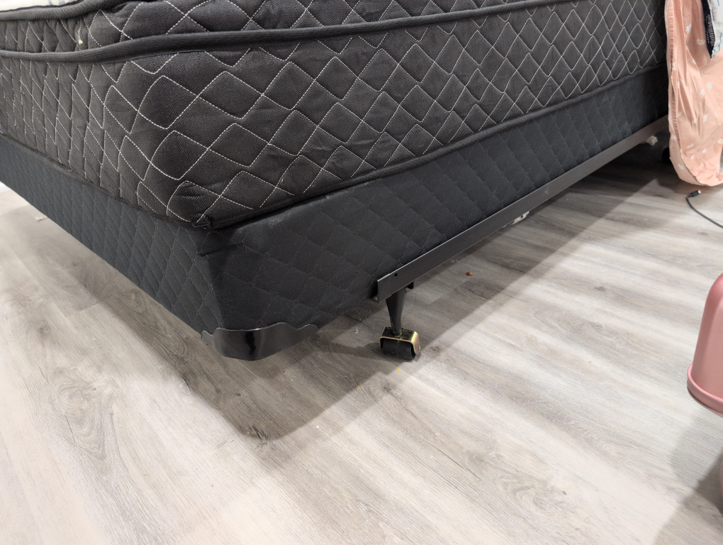 queen mattress + box spring + metal railing - photo 2