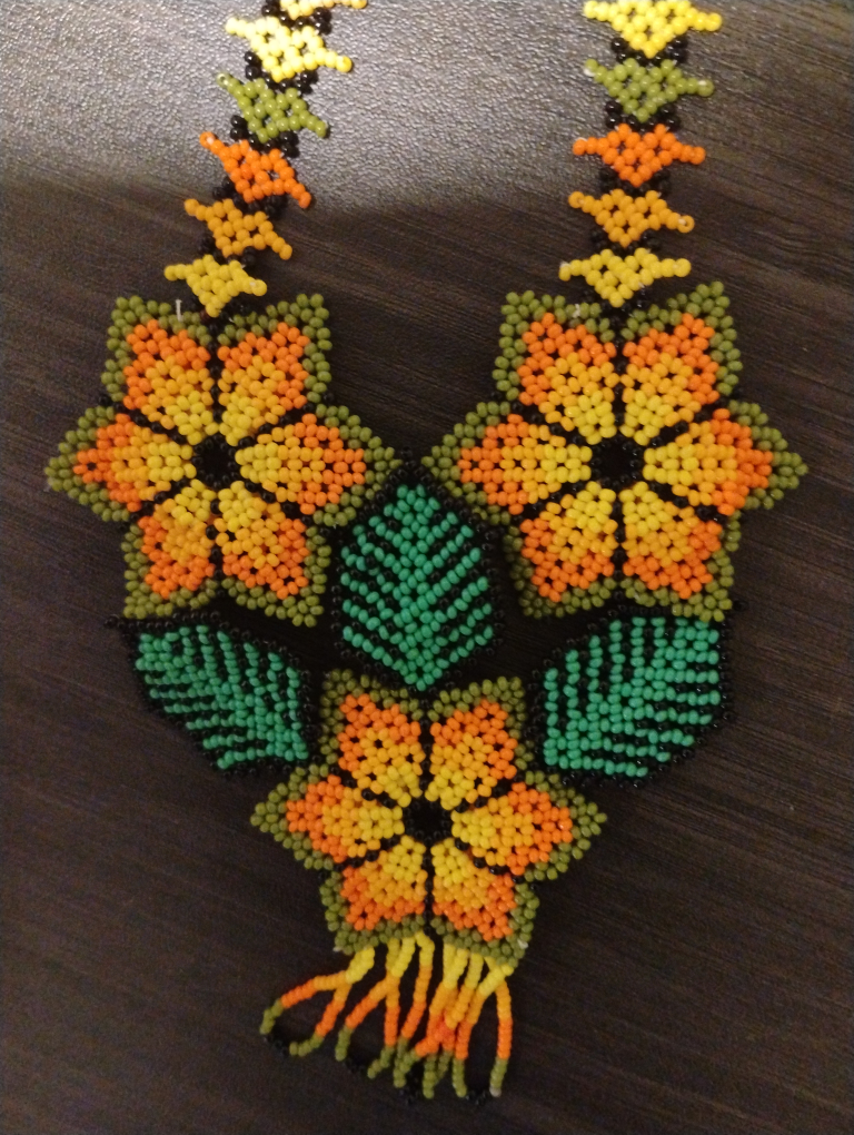 Handmade Huichol Hand Beaded Flower Necklace - photo 4
