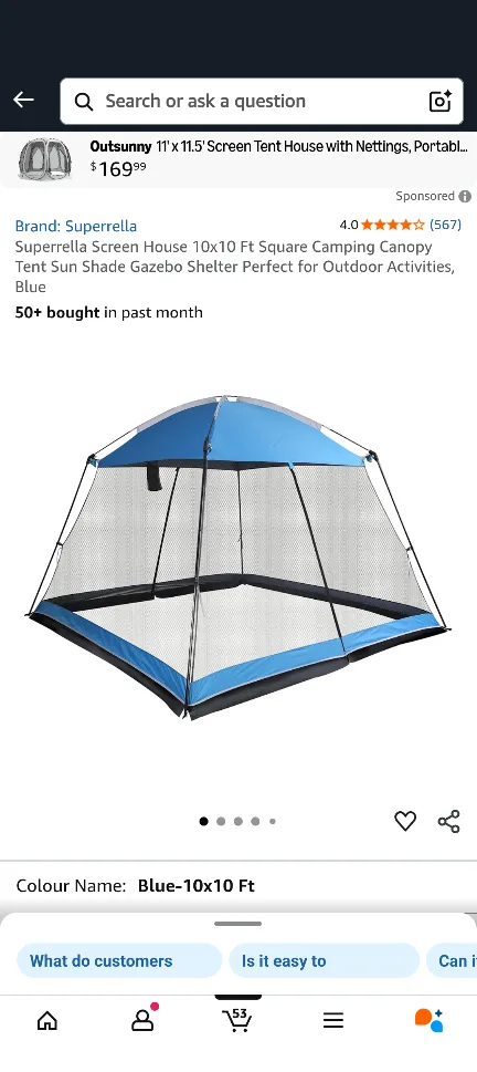Superrella Screen House 10x10 Ft Blue thumbnail