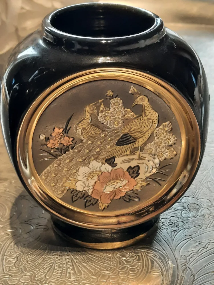 Chokin Art Vases 24k and silver- Japanese Metal Engravings image indicator(5)