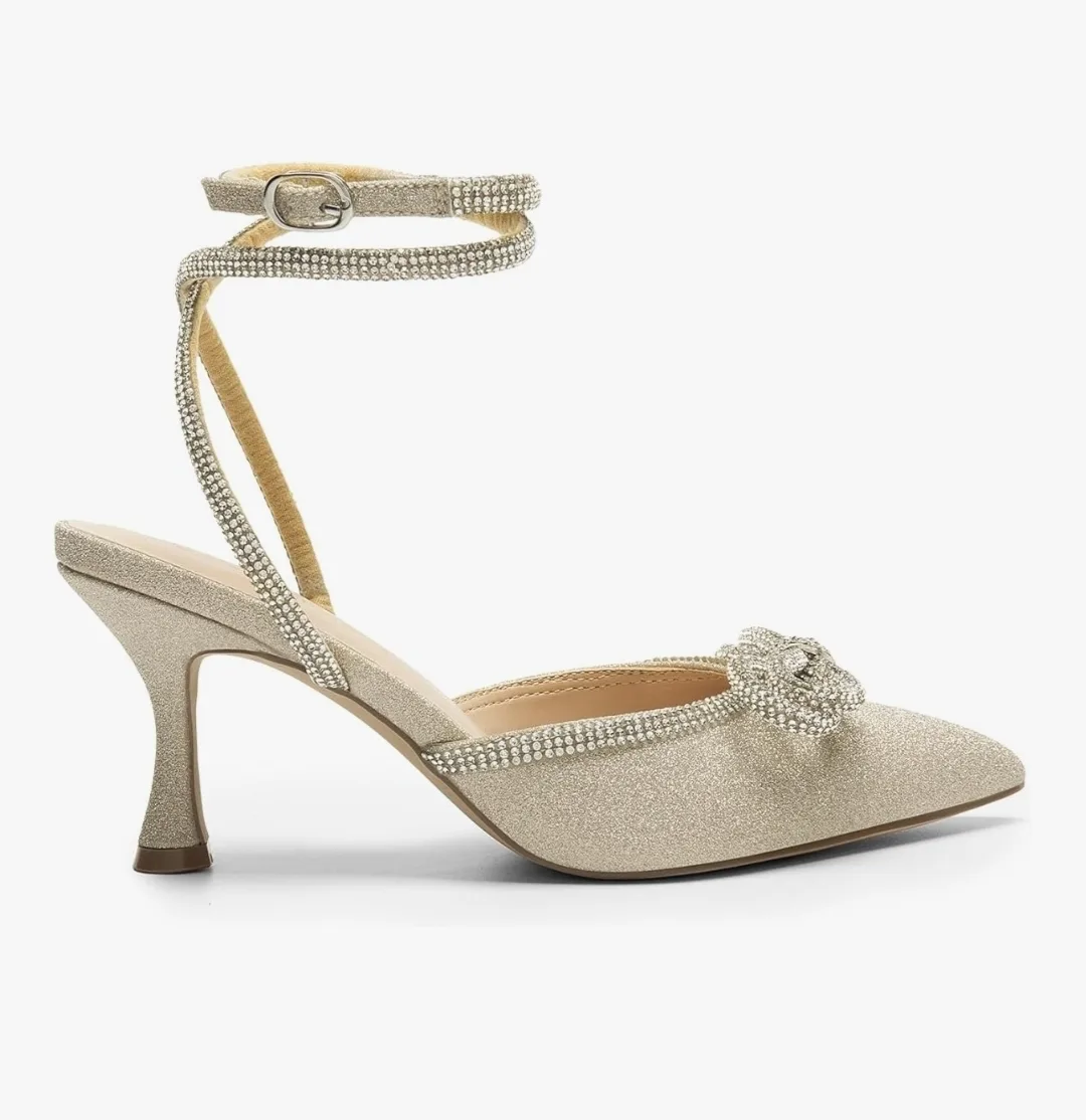 Dream Pairs Women’s Rhinestone Kitten Heel Pumps, Gold – Size 7 image indicator(7)