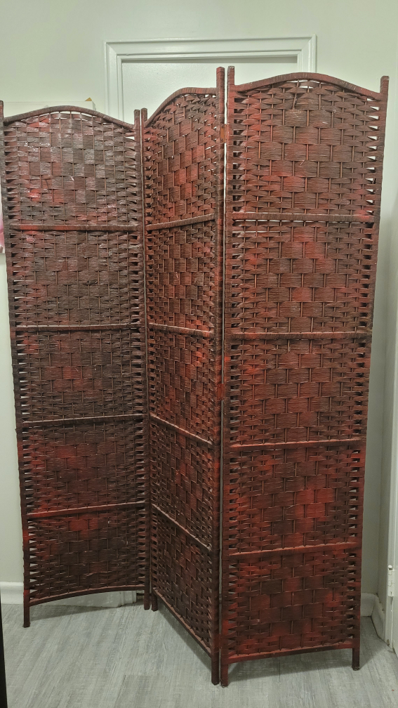 Woven Wooden Room Divider - Brown - photo 3
