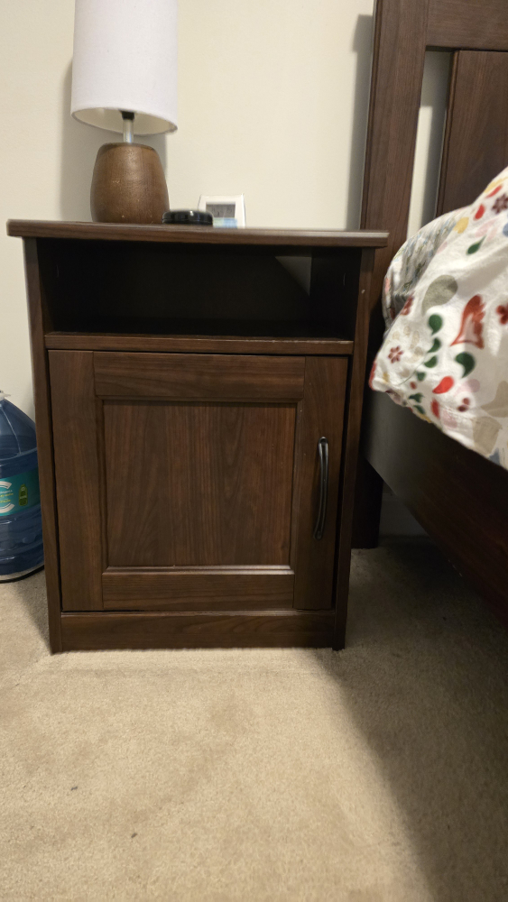 Brown Wood Nightstand with Door - photo 2