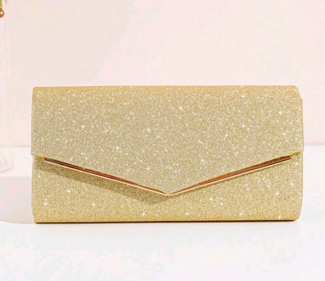 brand new Gold Glitter Clutch with Chain Strap thumbnail